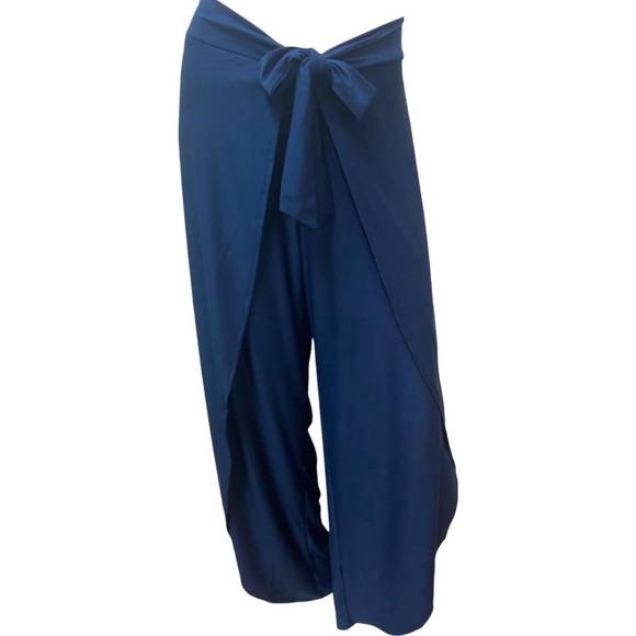 NEW LA MER LUXE women's wrap front pants in navy - Picture 1 of 2